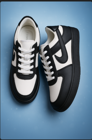 Classic Black & White Sneakers - Retro Style Athletic Shoes