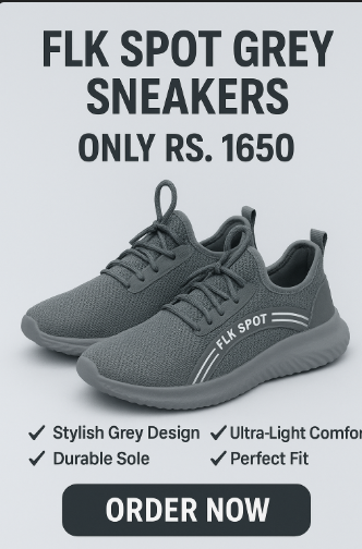 FLK Spot Grey Sneakers - Ultra-Light Comfort Running Shoes
