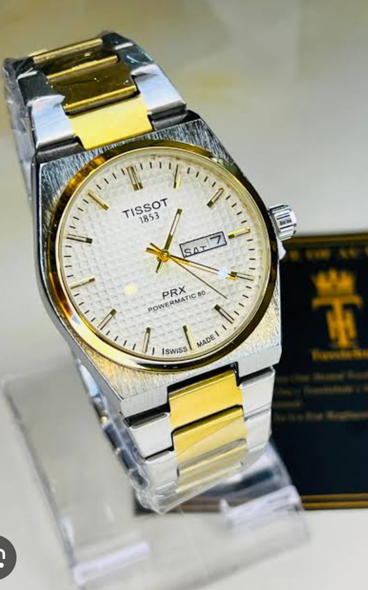 Luxury Tissot PRX Automatic Watch – 80-Hour Power Reserve – Gold Bezel